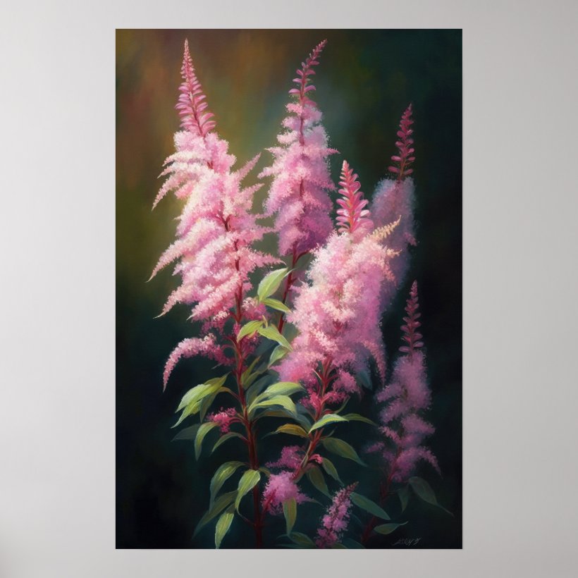 Pink Astilbe Flower Art Print Poster (Front)