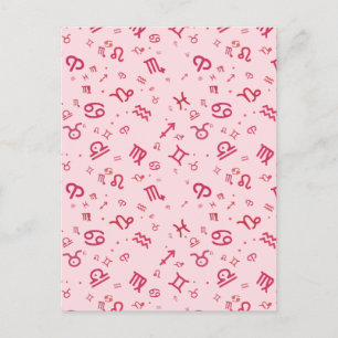 Pink Astrology Zodiac Symbol Sign Announcement Postcard