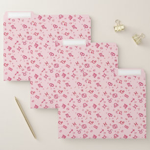 Pink Astrology Zodiac Symbol Sign File Folder