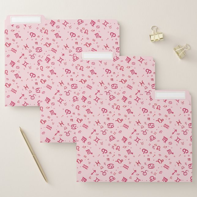 Pink Astrology Zodiac Symbol Sign  File Folder (Set)