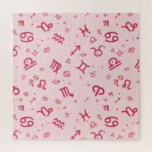Pink Astrology Zodiac Symbol Sign Jigsaw Puzzle