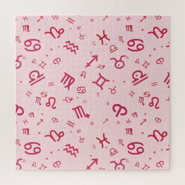Pink Astrology Zodiac Symbol Sign  Jigsaw Puzzle (Vertical)