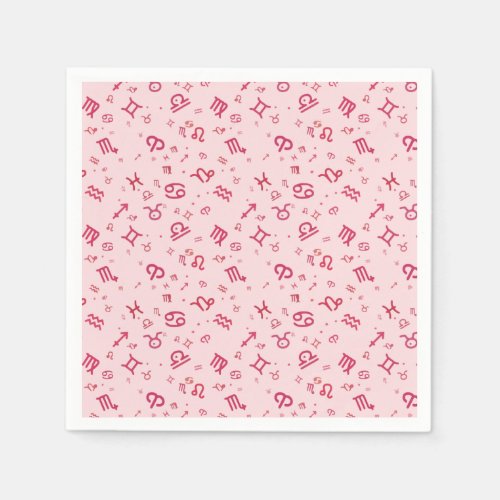 Pink Astrology Zodiac Symbol Sign  Napkins