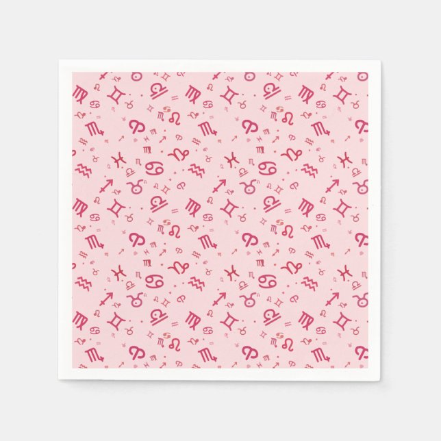Pink Astrology Zodiac Symbol Sign  Napkins (Front)