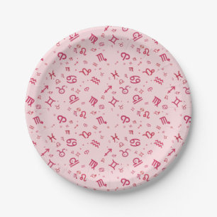 Pink Astrology Zodiac Symbol Sign Paper Plates