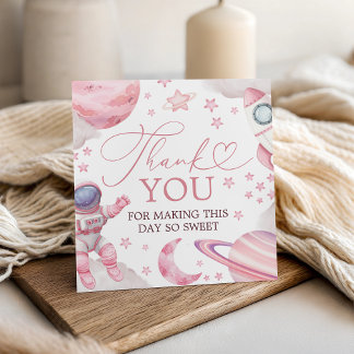 Pink Astronaut 1st Birthday Favor Tags