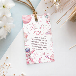 Pink Astronaut 1st Birthday Favor Tags