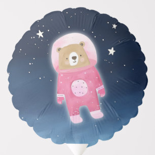 Pink Astronaut Bear Space Baby Shower Balloon