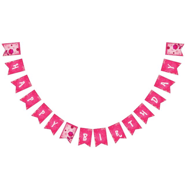 Pink at Play Jeweled Happy Birthday Bunting Flags (All)