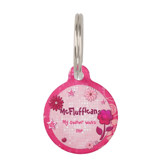 Pink at Play Jeweled ID PERSONALIZED Pet Tag (Front)