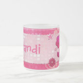 Pink at Play Jeweled PERSONALIZED Frosted Glass Coffee Mug (Front Right)