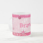 Pink at Play Jeweled PERSONALIZED Frosted Glass Coffee Mug (Front Left)