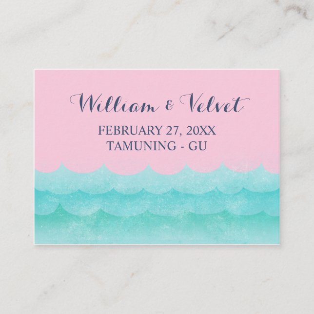 Pink At Sea Nautical Wedding Place Cards (Front)