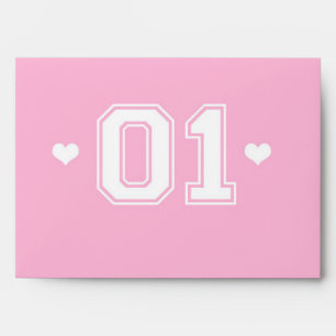 Pink Athletic 01 1st Birthday Invitation Envelopes
