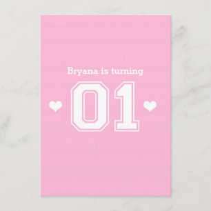 Pink Athletic 01 1st Birthday Party Invitations