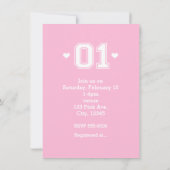 Pink Athletic 01 1st Birthday Party Invitations (Back)