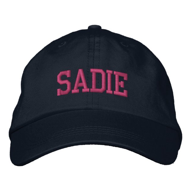 Pink Athletic Block Monogram Custom Name Embroidered Baseball Cap (Front)