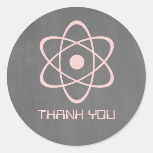 Pink Atomic Chalkboard Thank You Stickers