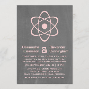 Pink Atomic Chalkboard Wedding Invite
