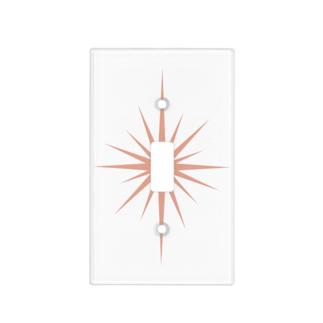 Pink Atomic Starburst Mid Century Retro Light Switch Cover (Front)