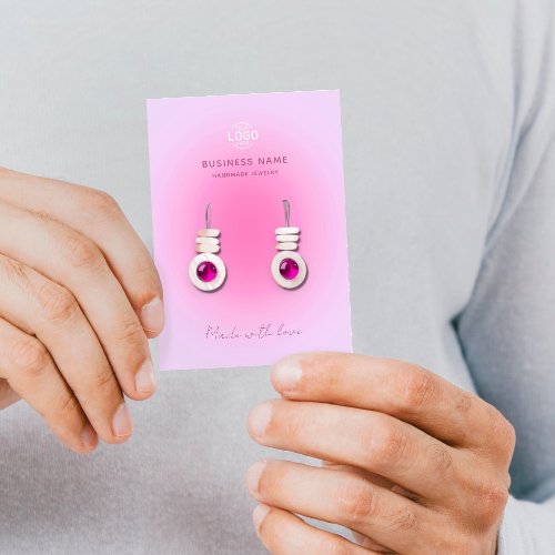 Pink Aura Modern Stylish Earrings Display Card