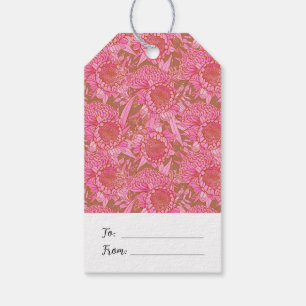 Pink Australian Protea & Waratah Medium Gift Tags