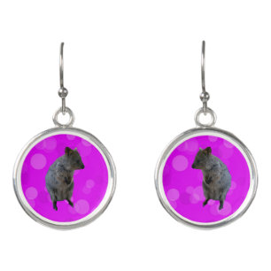 Pink Australian Quokka, Earrings