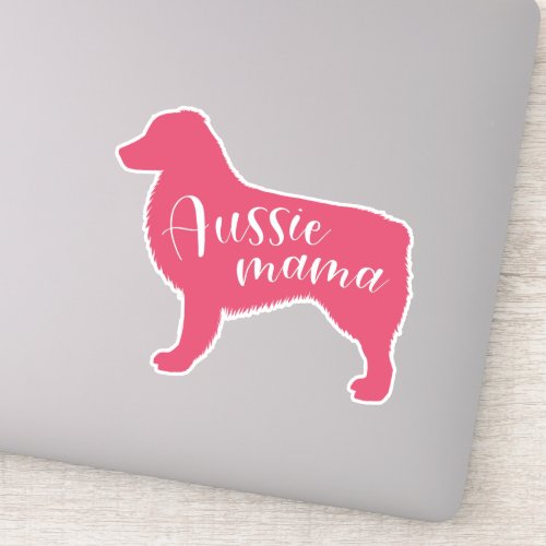 Pink Australian Shepherd Silhouette Aussie Mama Sticker