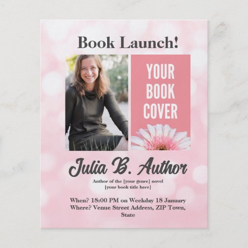 Pink Author Book Launch Invitation Flyer