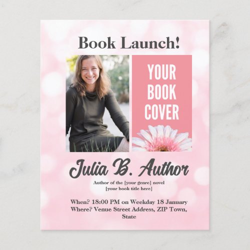 Pink Author Book Launch Invitation Flyer