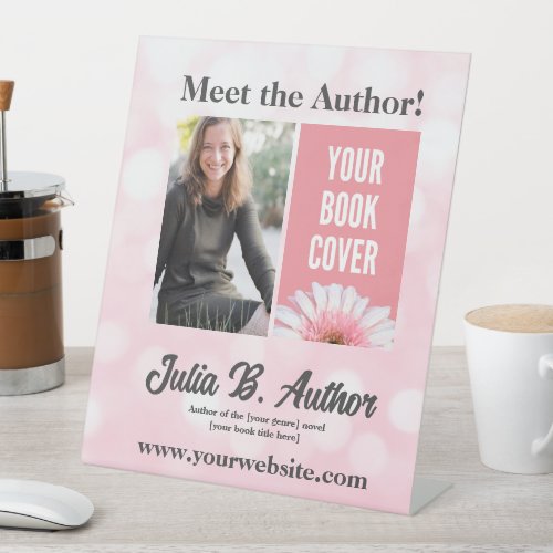 Pink Author Book Signing or Book Launch Promotion Pedestal Sign