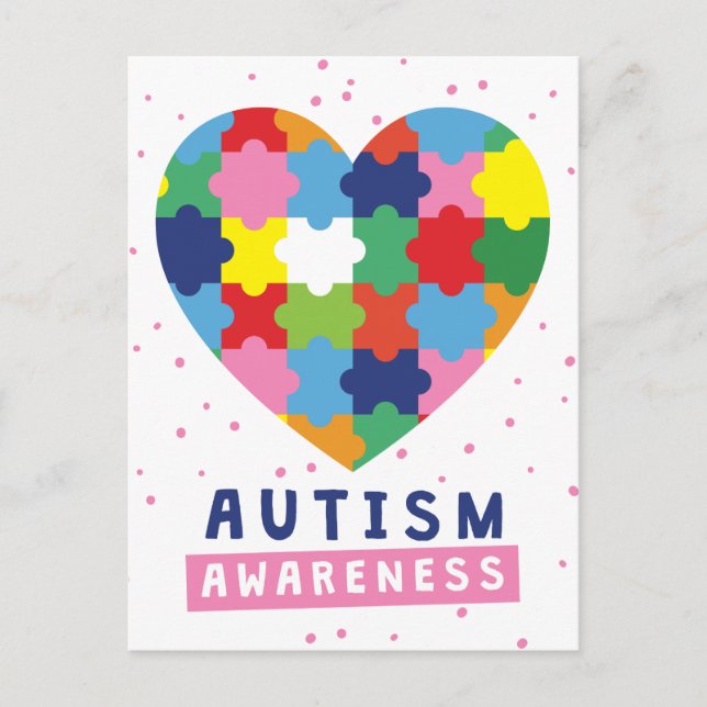 pink autism awareness postcard (Front)