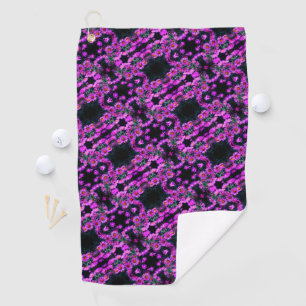Pink Autumn Aster Flowers Abstract Art Pattern Golf Towel