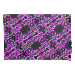 Pink Autumn Aster Flowers Abstract Art Pattern Pillow Case