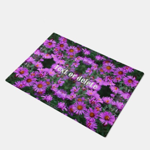 Pink Autumn Aster Flowers Abstract Personalized Doormat