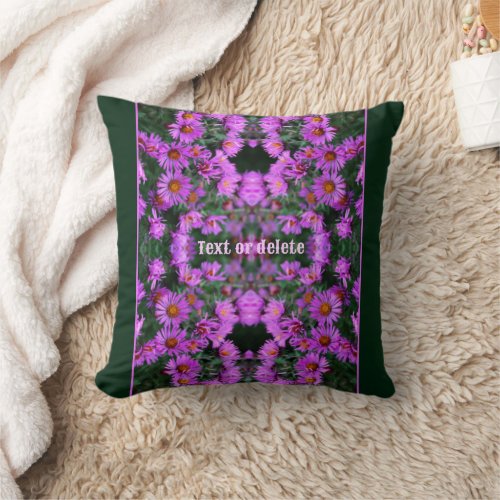 Pink Autumn Aster Flowers Abstract Personalized Throw Pillow