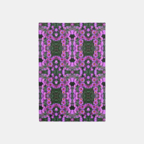 Pink Autumn Aster Flowers Abstract Rug