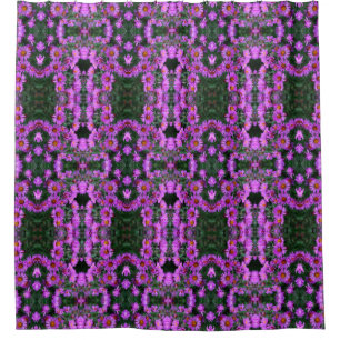 Pink Autumn Aster Flowers Art Pattern Shower Curtain