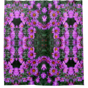 Pink Autumn Aster Flowers Nature Art Pattern   Shower Curtain