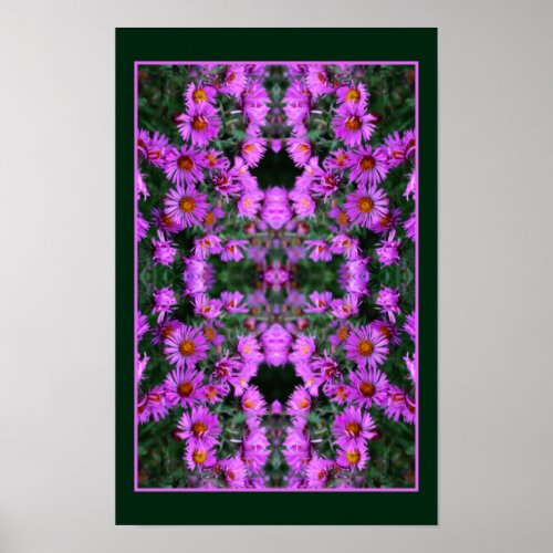 Pink Autumn Aster Flowers Orton Abstract Poster