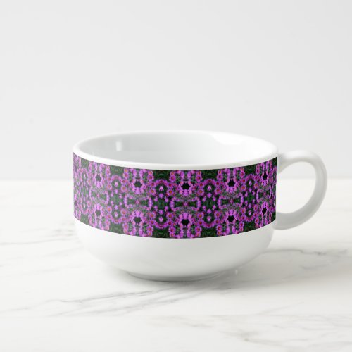 Pink Autumn Aster Flowers Orton Abstract Soup Mug