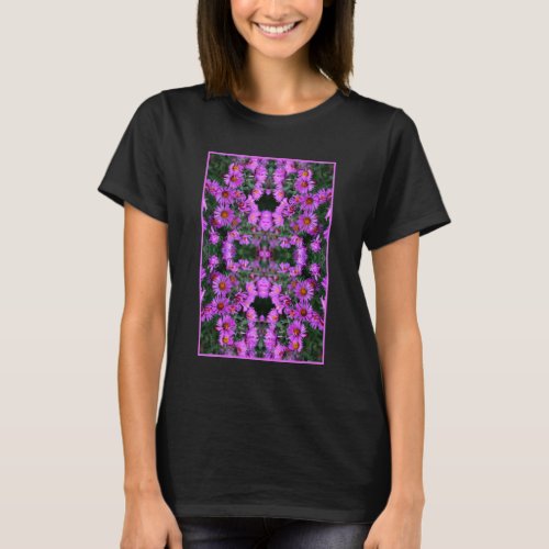 Pink Autumn Aster Flowers Orton Abstract T_Shirt