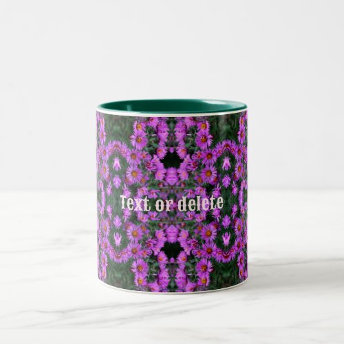 Pink Autumn Aster Flowers Personalized Two_Tone Coffee Mug