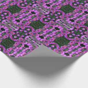 Pink Autumn Aster Flowers Personalized Wrapping Paper