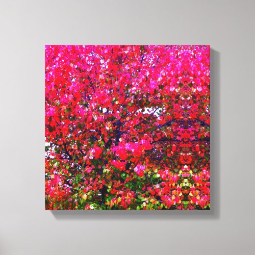 Pink Autumn impressionistic Leaves trees  Canvas Print