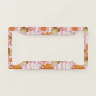 Pink Autumn Leaves and Acorns Pattern - Fall License Plate Frame