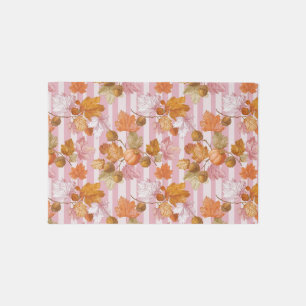 Pink Autumn Leaves and Acorns Pattern - Fall Outdoor Rug