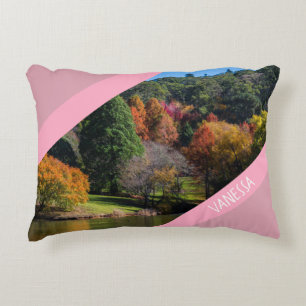 Pink Autumn Trees Botanical Gardens Australia Accent Pillow