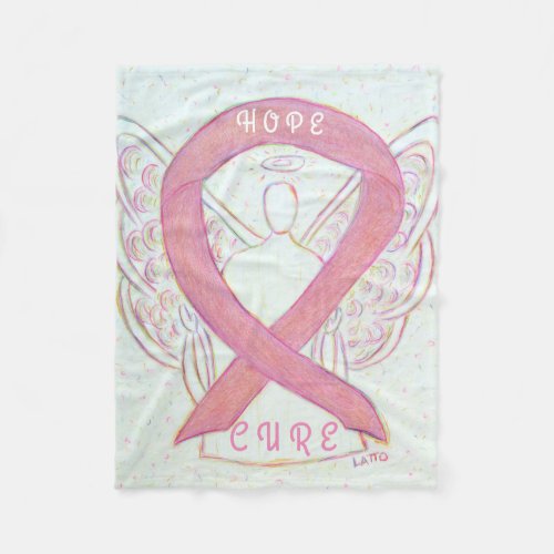 Pink Awareness Ribbon Angel Breast Cancer Blanket