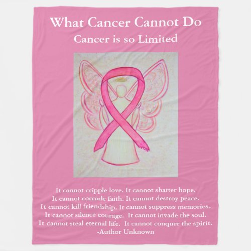 Pink Awareness Ribbon Angel Cancer Chemo Blanket
